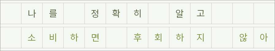 나를 정확히 알고 소비하면 후회하지 않아